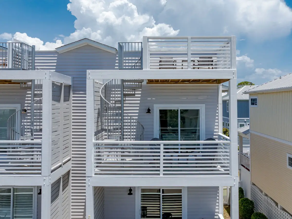 Private rooftop deck with lounge seating for relaxing above Carolina Beach.