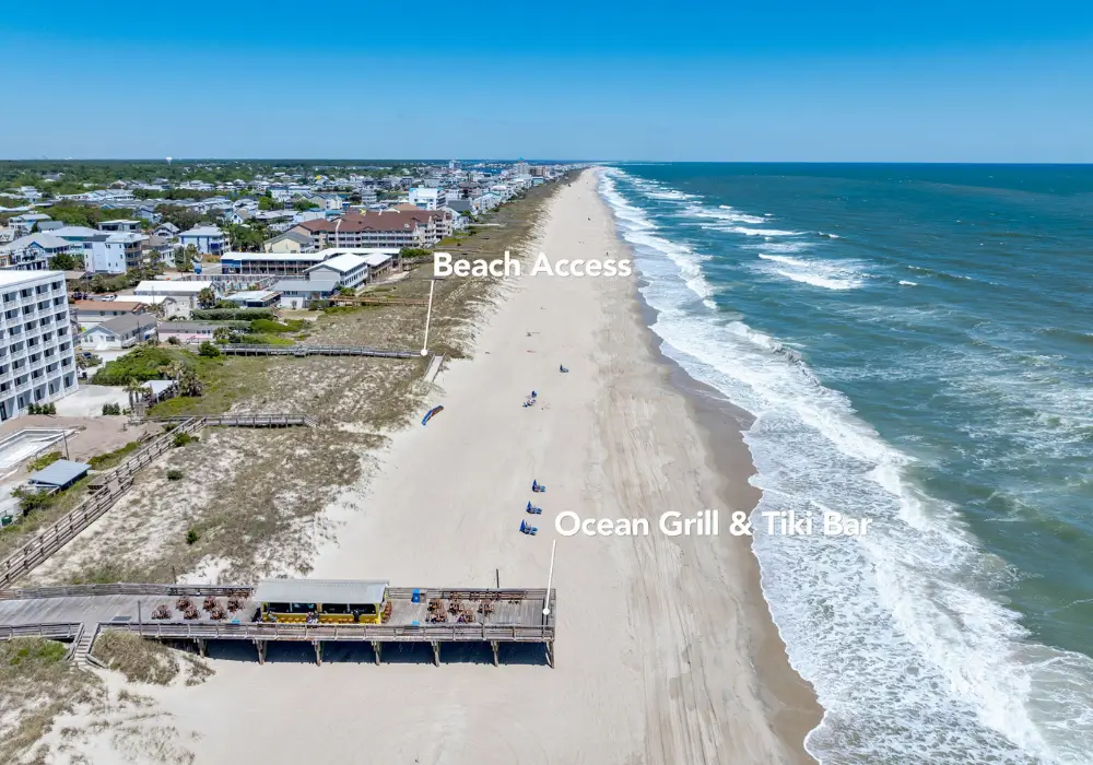 Aerial view of Tuna Luna and the surrounding Carolina Beach neighborhood