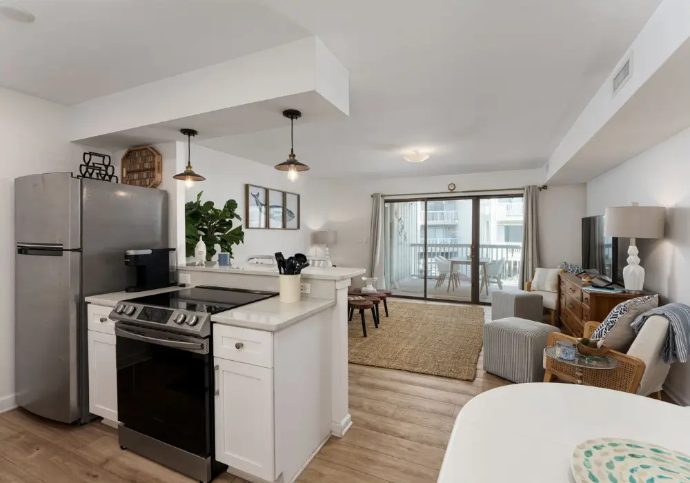 Open kitchen and living area at The Sunshine Shack