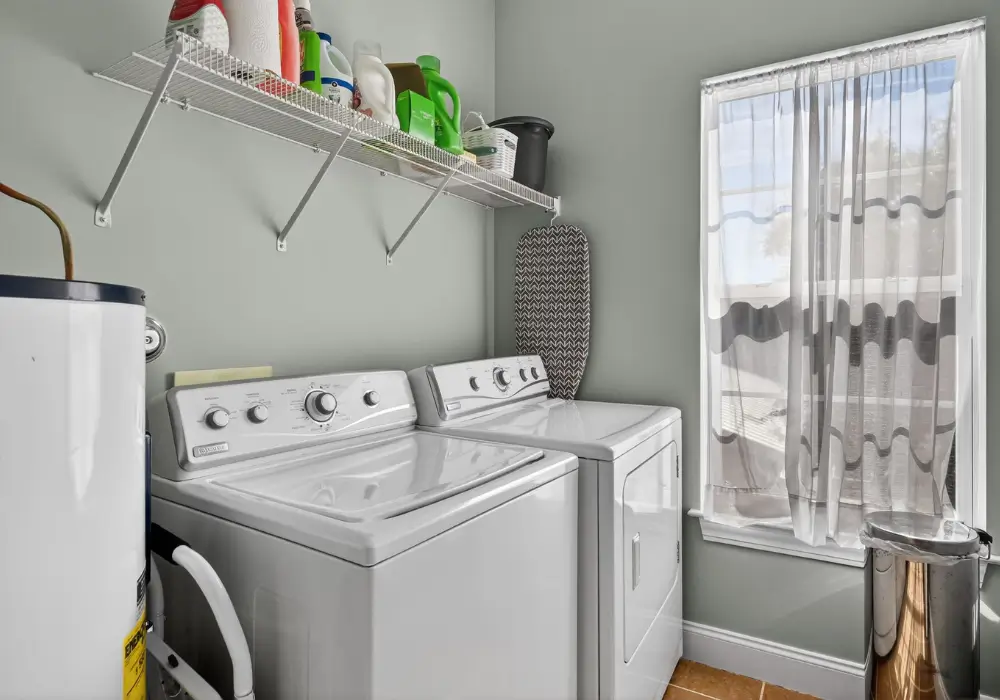 Laundry room with washer and dryer at Tuna Luna in Carolina Beach